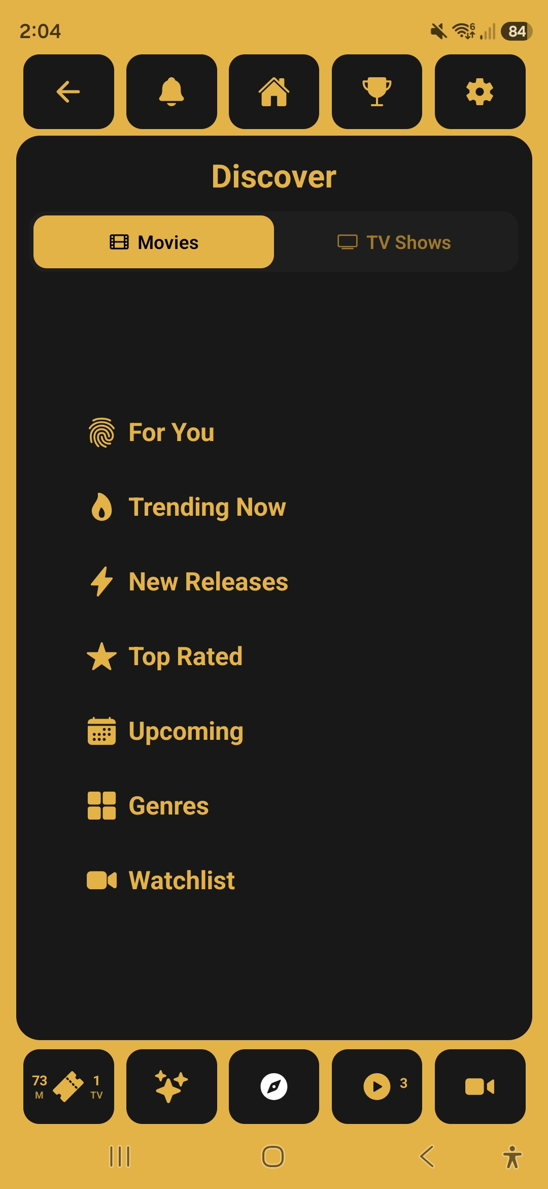 Discover screen