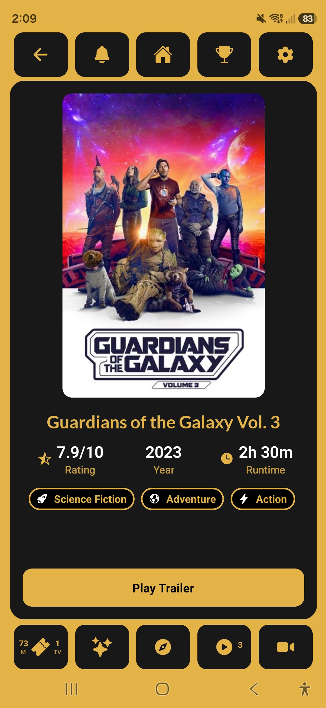 Movie swipe card