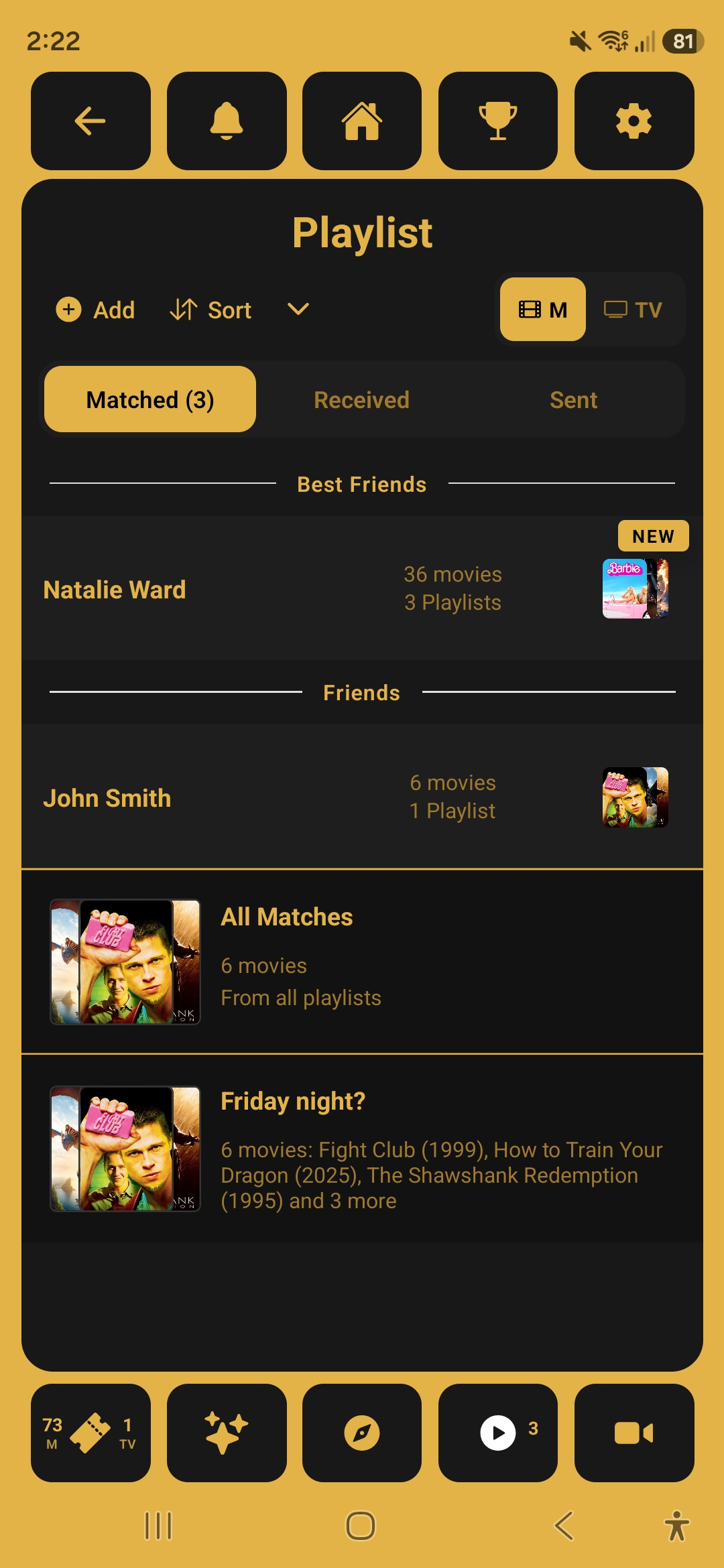 Playlist screen